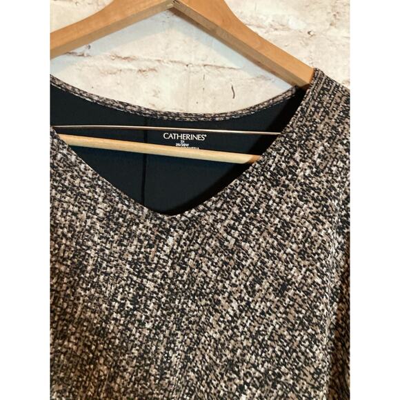 Catherines Top Womens 3X Brown Speckled Asymmetric Hem Mesh Stretch Layered Plus - Picture 3 of 13